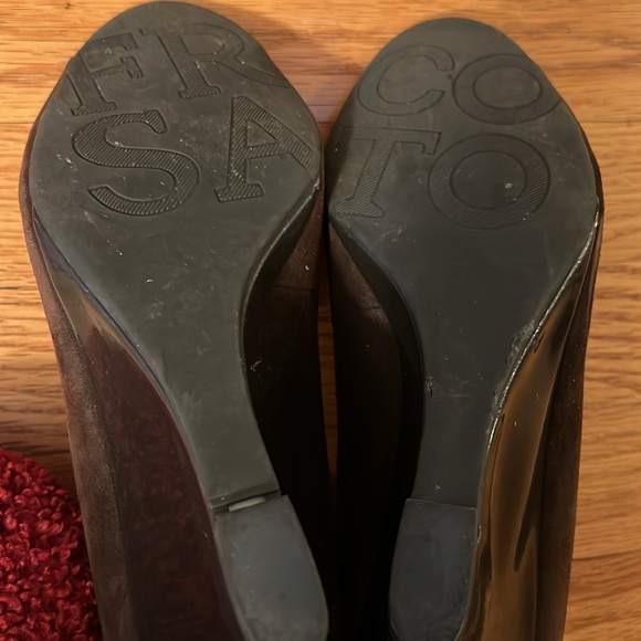 Franco Sarto Brown open toe suede pump with patient leather 3inch heels….Sz10 - Picture 6 of 6